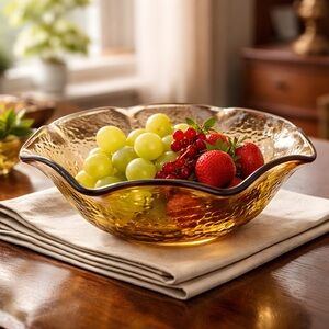 1970’s Vintage Pebble Textured Amber Glass Bowls -Set of 4